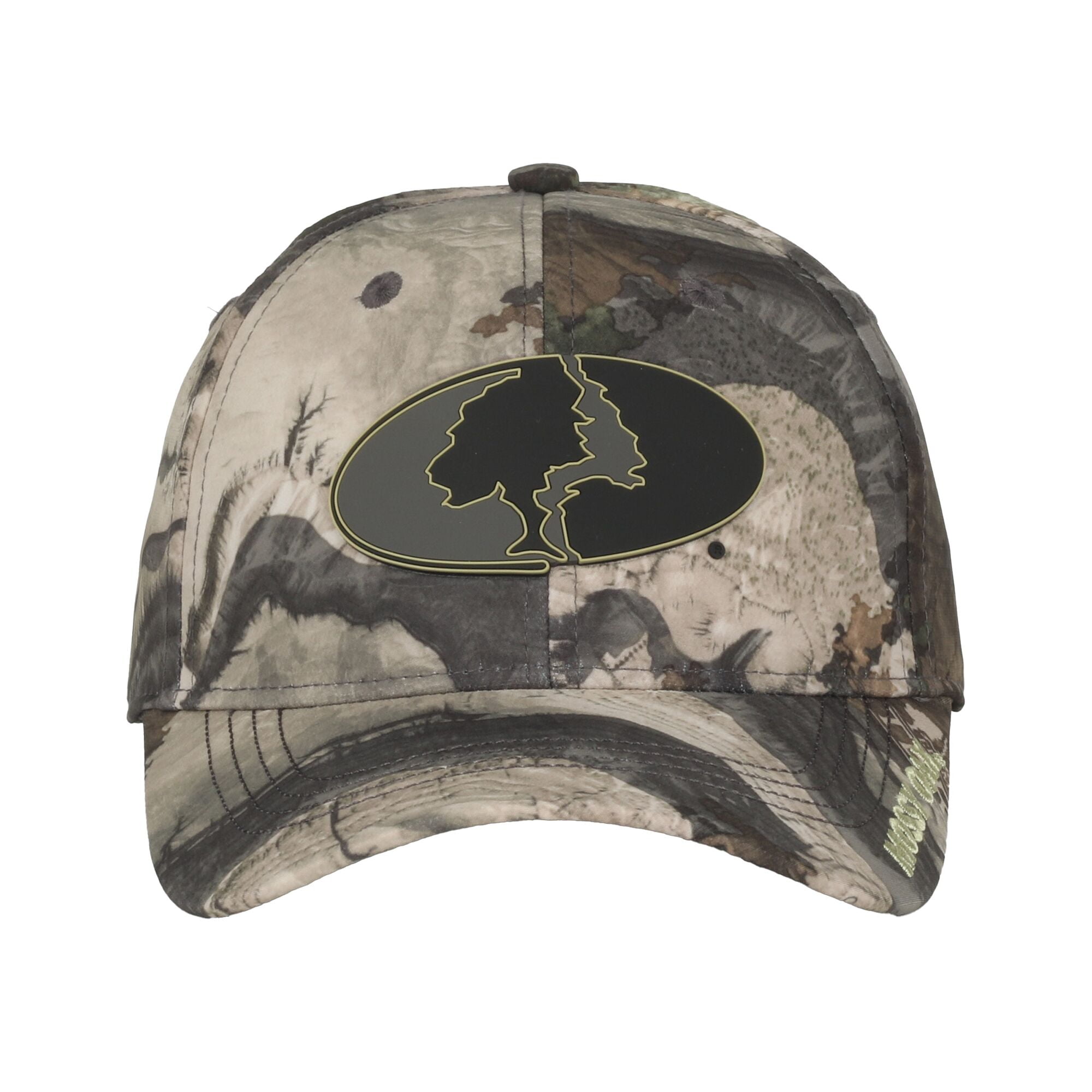 Men's Mossy Oak® Camo 6 panel Structured Hunting Hat, Pre-Curved Visor, ProFlex Fitted Closure, Size L/XL.