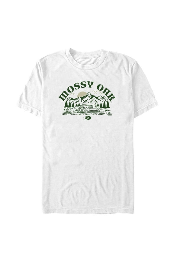 Men's Mossy Oak Camping Retro Landscape Graphic Tee White 3X Large