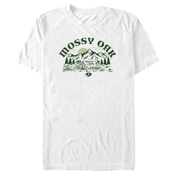Men's Mossy Oak Camping Retro Landscape Graphic Tee White Large