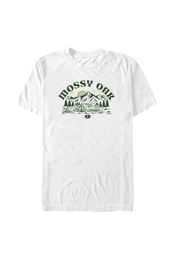 Men's Mossy Oak Camping Retro Landscape Graphic Tee White Large