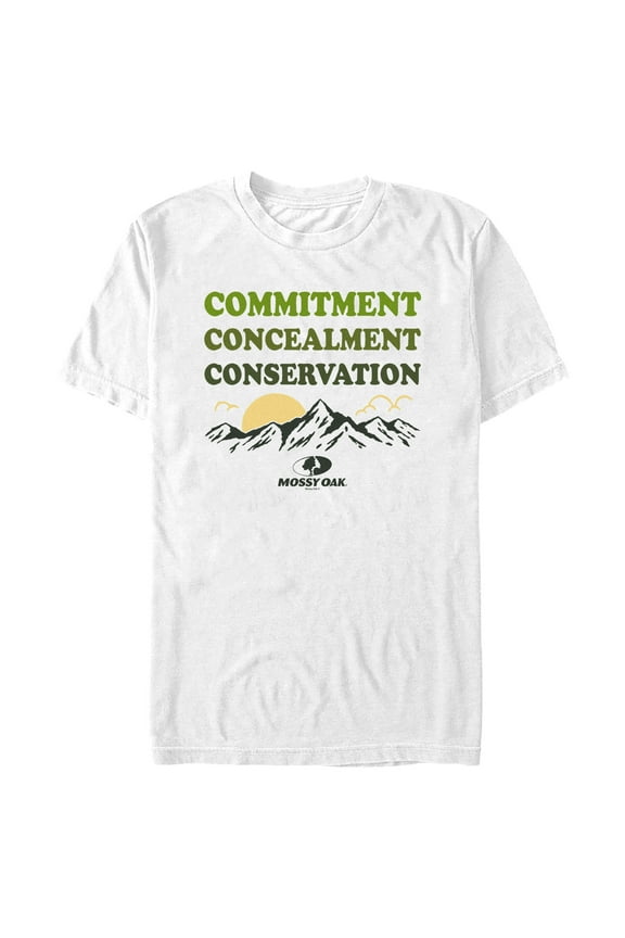 Men's Mossy Oak Commitment Concealment Conservation  Graphic Tee White Large