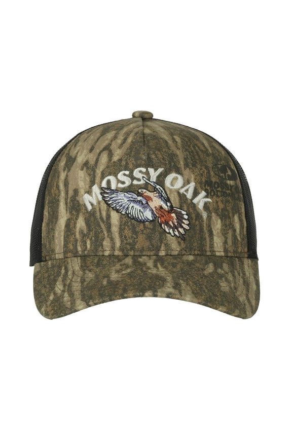 Men's Mossy Oak Dove Logo Embroidered New Bottomlands Camo 6 Panel Cap, One Size