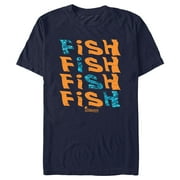 Men's Mossy Oak Fish Text Stack Graphic Tee Navy Blue 2X Large