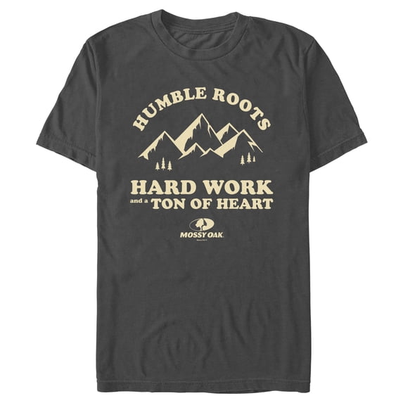 Men's Mossy Oak Humble Roots Hard Work and a Ton of Heart Graphic Tee Charcoal 3X Large