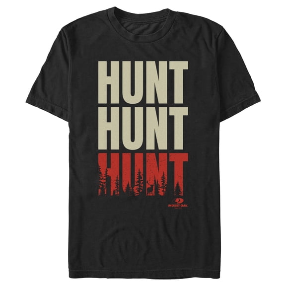 Men's Mossy Oak Hunt Text Stack Graphic Tee Black Medium