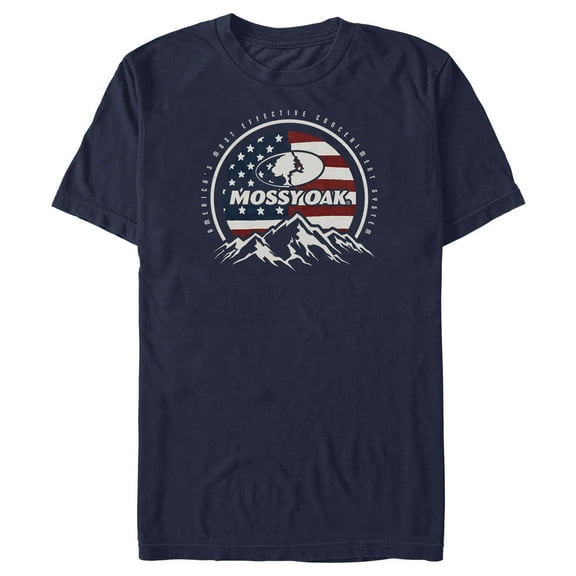 Men's Mossy Oak Patriotic Valley Logo Graphic Tee Navy Blue Small