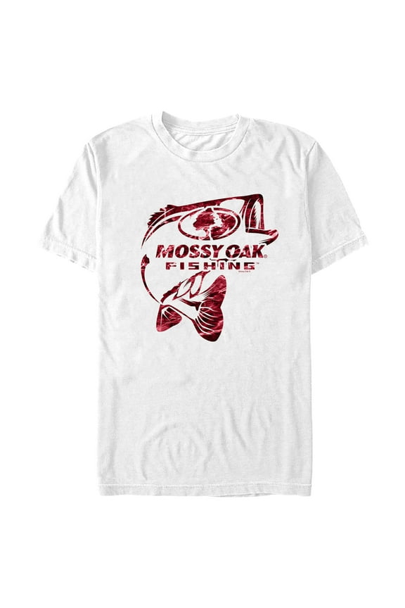 Men's Mossy Oak Red Fish Classic Logo  Graphic Tee White X Large