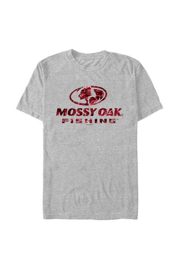 Men's Mossy Oak Red Water Fishing Logo  Graphic Tee Athletic Heather X Large