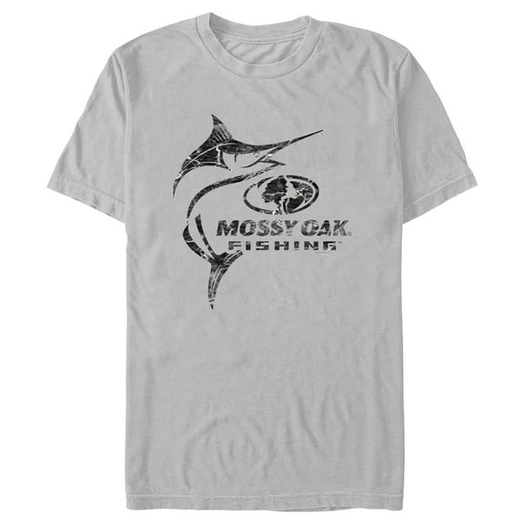 Men's Mossy Oak Swordfish Black Logo  Graphic Tee Silver 3X Large