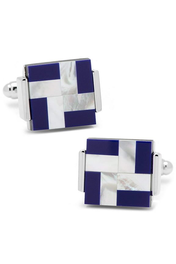 Men's Mother of Pearl Lapis Windmill Square Cufflinks