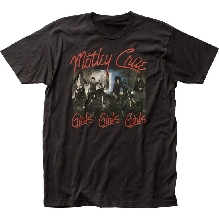 Men's Motley Crue Girls Girls Girls Slim Fit T-shirt Small Black