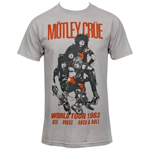 Men's Motley Crue Vintage World Tour 1983 Slim Fit T-shirt X-Large Silver