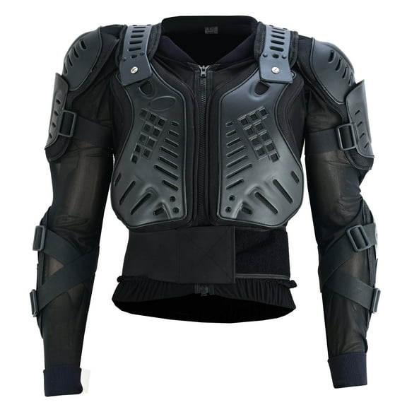 Men's Motorcycle Body Armour Jacket Dirt Bike Off Road Back Spine Chest CE Approved Protection Jacket Black-44