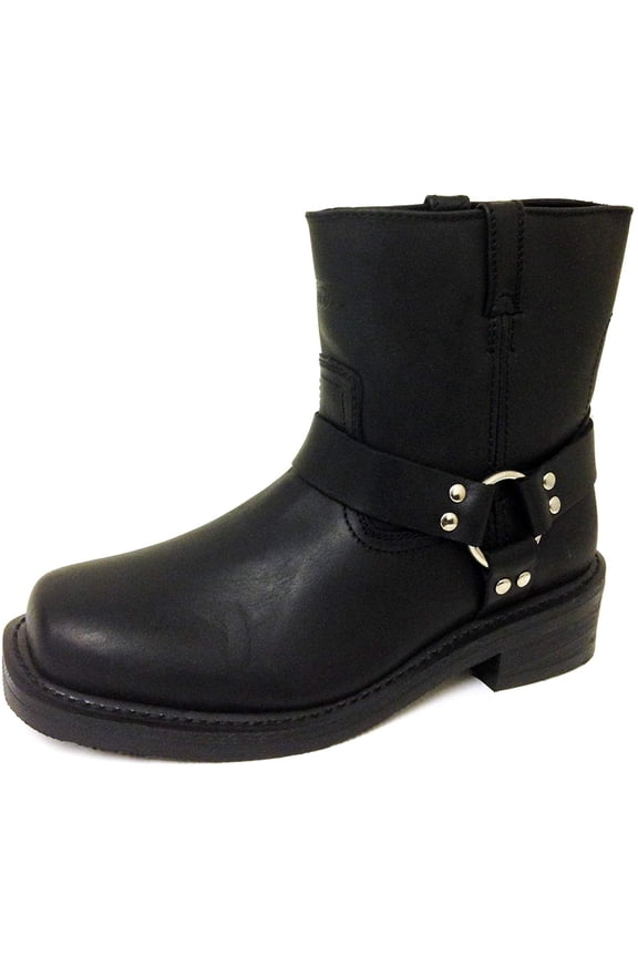 Men's Motorcycle Boots Short Genuine Leather Harness Engineer Biker Riding