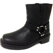 Mens Motorcycle Boots Short Genuine Leather Harness Engineer Biker Riding