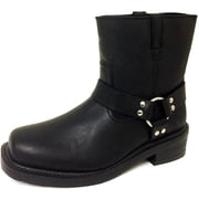 Mens Motorcycle Boots Short Genuine Leather Harness Engineer Biker Riding