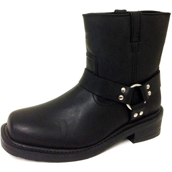 Men's Motorcycle Boots Short Genuine Leather Harness Engineer Biker Riding