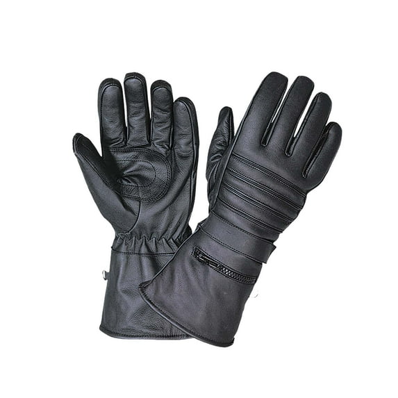 UNIK Men's Cowhide Leather Gauntlet Gloves w/ Zippered Rain Cover - Black (3XL)