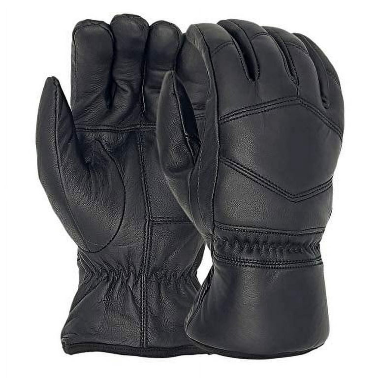Men’s Motorcycle Gloves Cold Weather Protective Motorbike Glove Genuine  Leather Elastic Knitted Cuffs Black X-Large