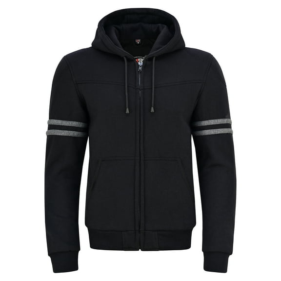 Mens Motorcycle Hoodie  Armored Fleece Biker Hoodie with CE Approved Protection Removable Pads Black-3XL