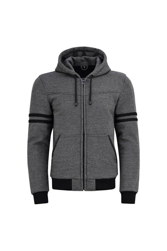 Mens Motorcycle Hoodie Jacket  Armored Fleece Biker Hoodie with CE Approved Protection Removable Pads Grey-L
