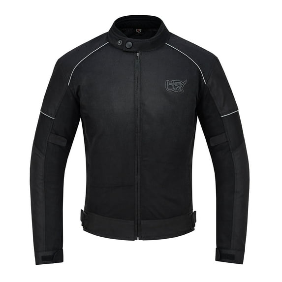 Men's Motorcycle Mesh Jacket with Protective Armor – 600D Textile – Summer Riding Jacket, Black-2XL