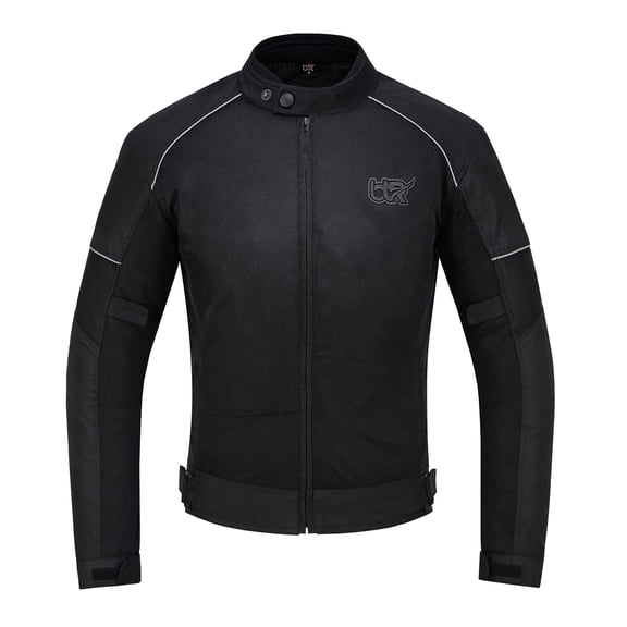 Men's Motorcycle Mesh Jacket with Protective Armor – 600D Textile – Summer Riding Jacket, Black-2XL
