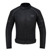 Mens Motorcycle Mesh Jacket with Protective Armor   600D Textile   Lightweight Summer Riding Jacket, Black-L