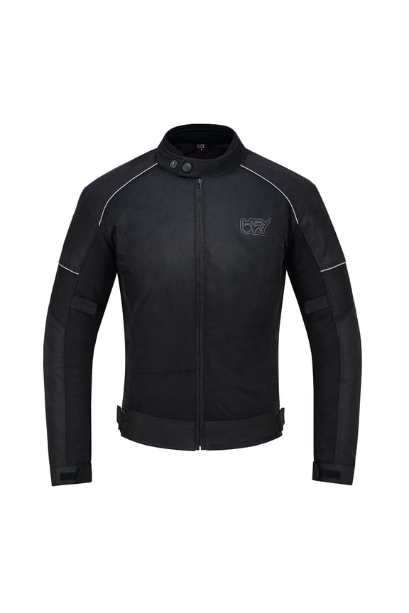 Men's Motorcycle Mesh Jacket with Protective Armor 600D Textile Summer Riding Jacket, Black-XL