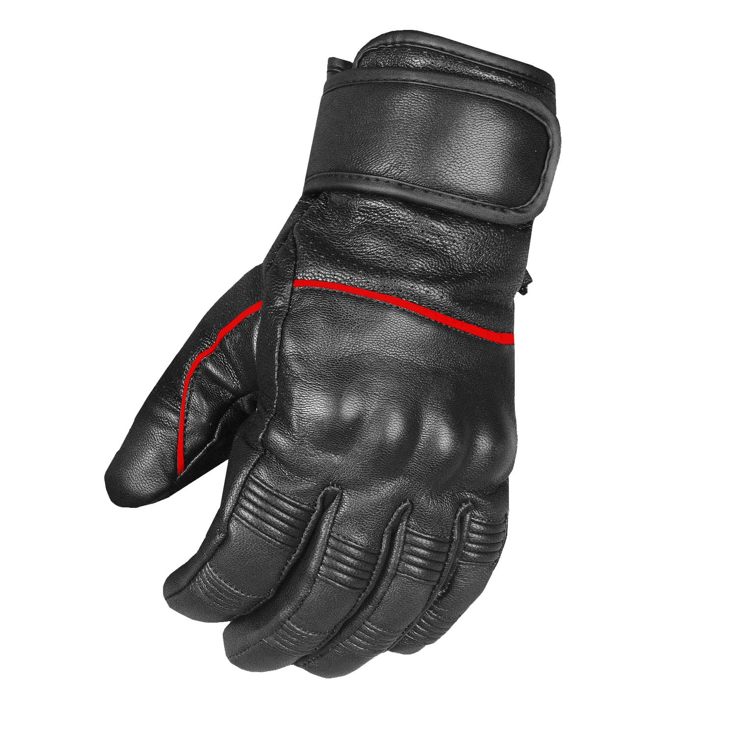 Men's Motorcycle Premium Leather Gel Padded Palm Street Cruiser Protected Biker Gloves Black Red L