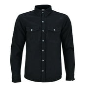 Mens Motorcycle Shirt Kevlar Lined CE Approved Protectors On Elbows, Shoulders & Back Bikers Shirt All Black-48