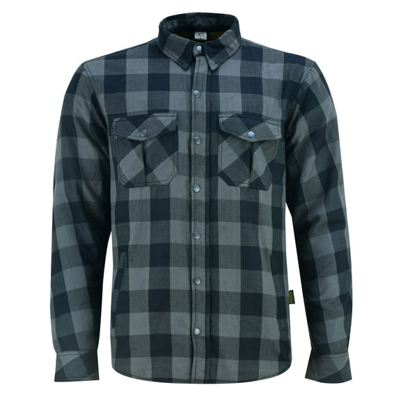 Men's Motorcycle Shirt Kevlar Lined CE Approved Protectors On Elbows, Shoulders & Back Bikers Shirt Black/Grey-40