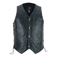 thumbnail image 1 of Men's Motorcycle Sleeveless Leather Vest Biker Riders Motorbike Vest All Black-42, 1 of 8