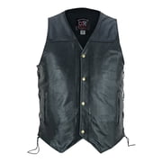 Mens Motorcycle Sleeveless Leather Vest Biker Riders Motorbike Vest All Black-46