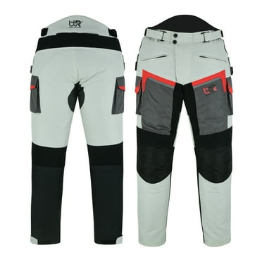 Men's Motorcycle Waterproof Textile Cordura Trouser CE Approved Protection Riding Pants Black/Grey-38W/30L