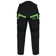 Mens Motorcycle Waterproof Textile Cordura Trouser CE Approved Protection Riding Pants Black/Hiviz-36W/30L