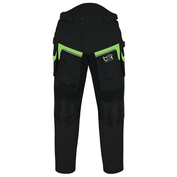 Men's Motorcycle Waterproof Textile Cordura Trouser CE Approved Protection Riding Pants Black/Hiviz-36W/30L
