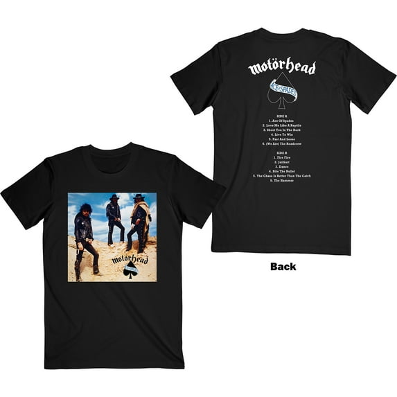 Men's Motorhead Ace of Spades Track list (Back Print) Slim Fit T-shirt Small Black