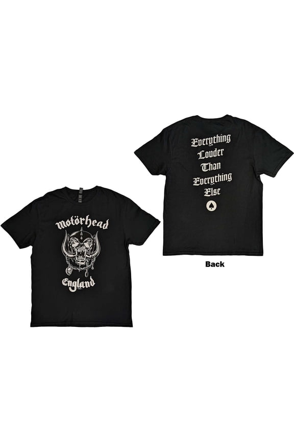 Men's Motorhead Classic White England Logo T-shirt Medium Black