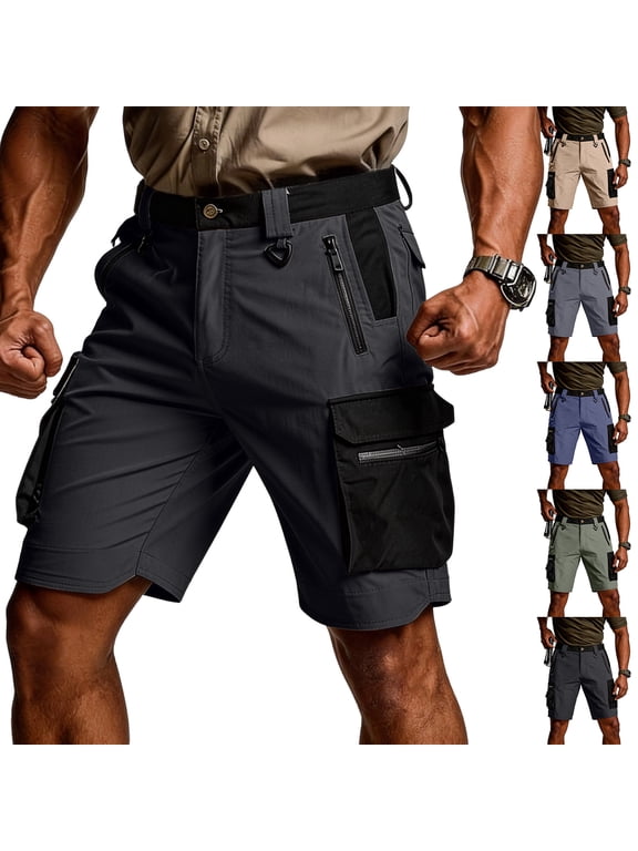 Men's Mountain Bike Shorts Stretch Hiking Cargo Shorts Quick Dry with Zipper Pocket for Bicycle Cycling Casual Golf Black M
