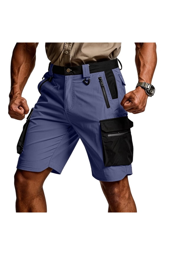 Men's Mountain Bike Shorts Stretch Hiking Cargo Shorts Quick Dry with Zipper Pocket for Bicycle Cycling Casual Golf Blue M