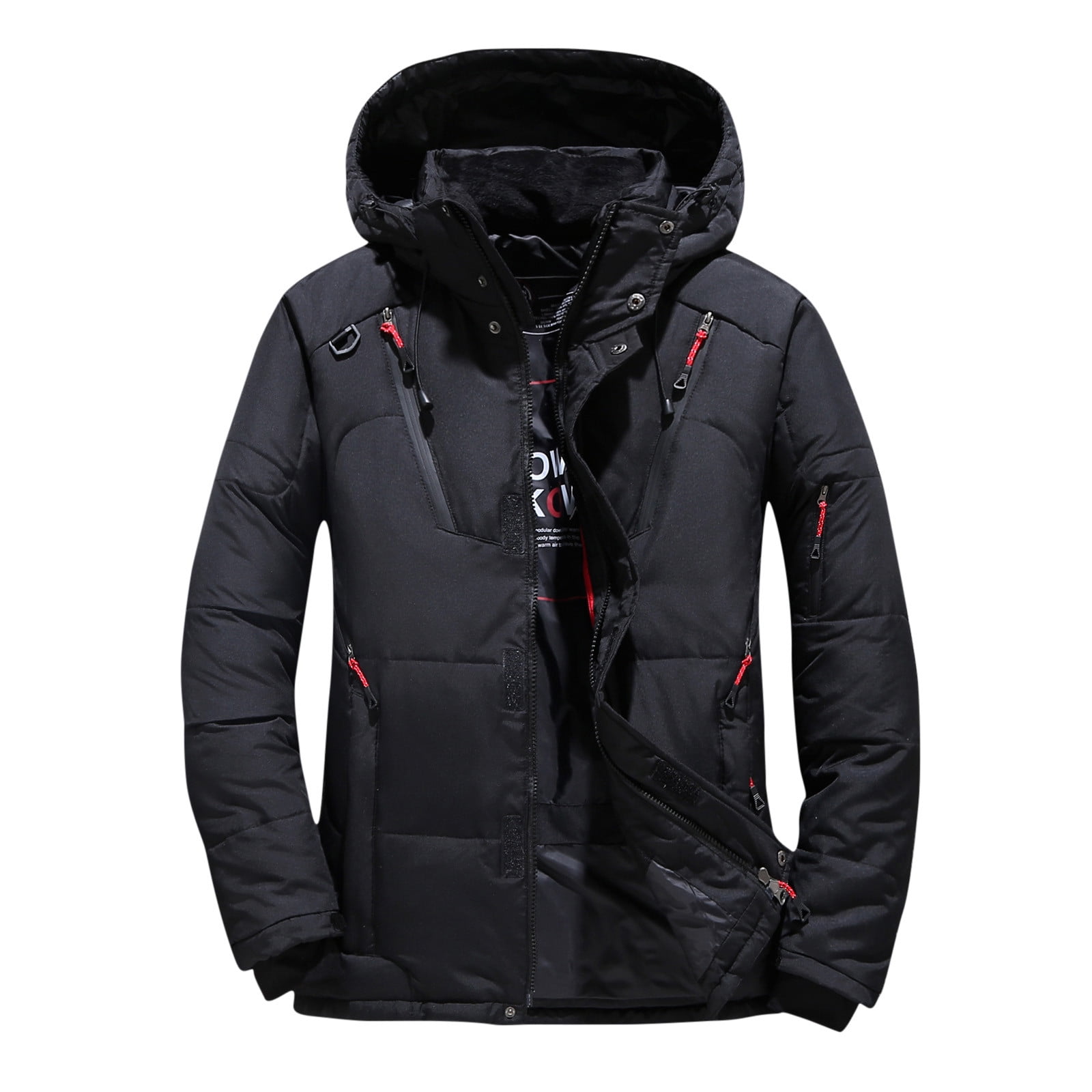 Men's Mountain Snow Waterproof Ski Jacket Thicken Padded Warm Winter Coat  Parka with Detachable Hood