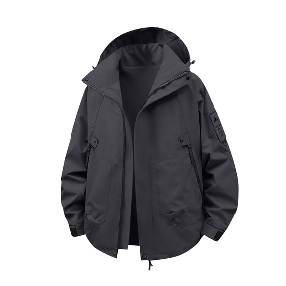 Men's Mountain Waterproof Ski Jacket Winter Windbreaker Warm Hooded Snowboarding Raincoat Jackets for Climbing, Mountaineering and Alpine Adventures, Black, L