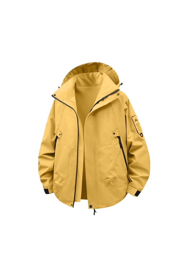 Men's Mountain Waterproof Ski Jacket Winter Windbreaker Warm Hooded Snowboarding Raincoat Jackets for Climbing, Mountaineering and Alpine Adventures, Earthy Yellow, XL