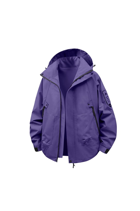 Men's Mountain Waterproof Ski Jacket Winter Windbreaker Warm Hooded Snowboarding Raincoat Jackets for Climbing, Mountaineering and Alpine Adventures, Purple, L