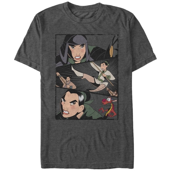 Men's Mulan Battle Panels Graphic Tee Charcoal Heather Large