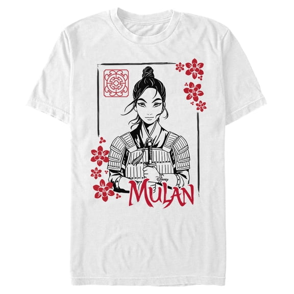 Men's Mulan Blossom Frame Graphic Tee White 3X Large