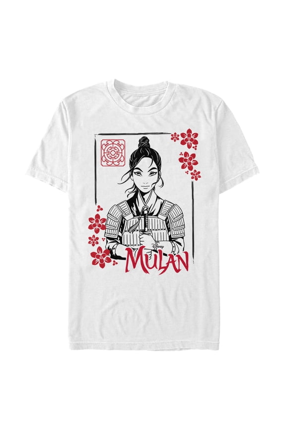 Men's Mulan Blossom Frame Graphic Tee White 3X Large