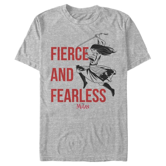 Men's Mulan Fierce & Fearless Graphic Tee Athletic Heather Large