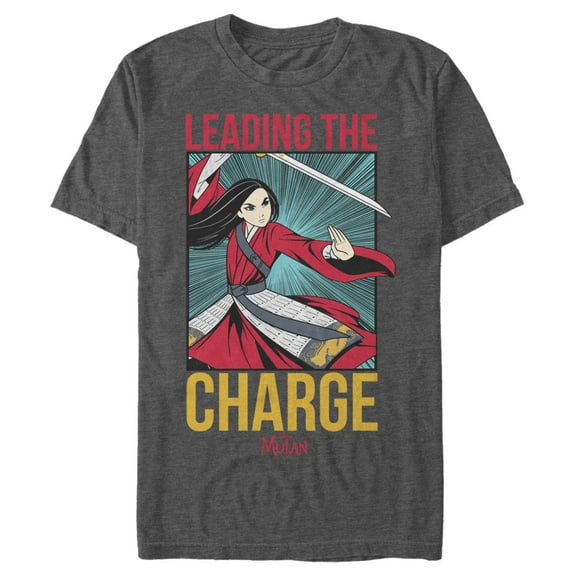 Men's Mulan Leading the Charge Graphic Tee Charcoal Heather X Large